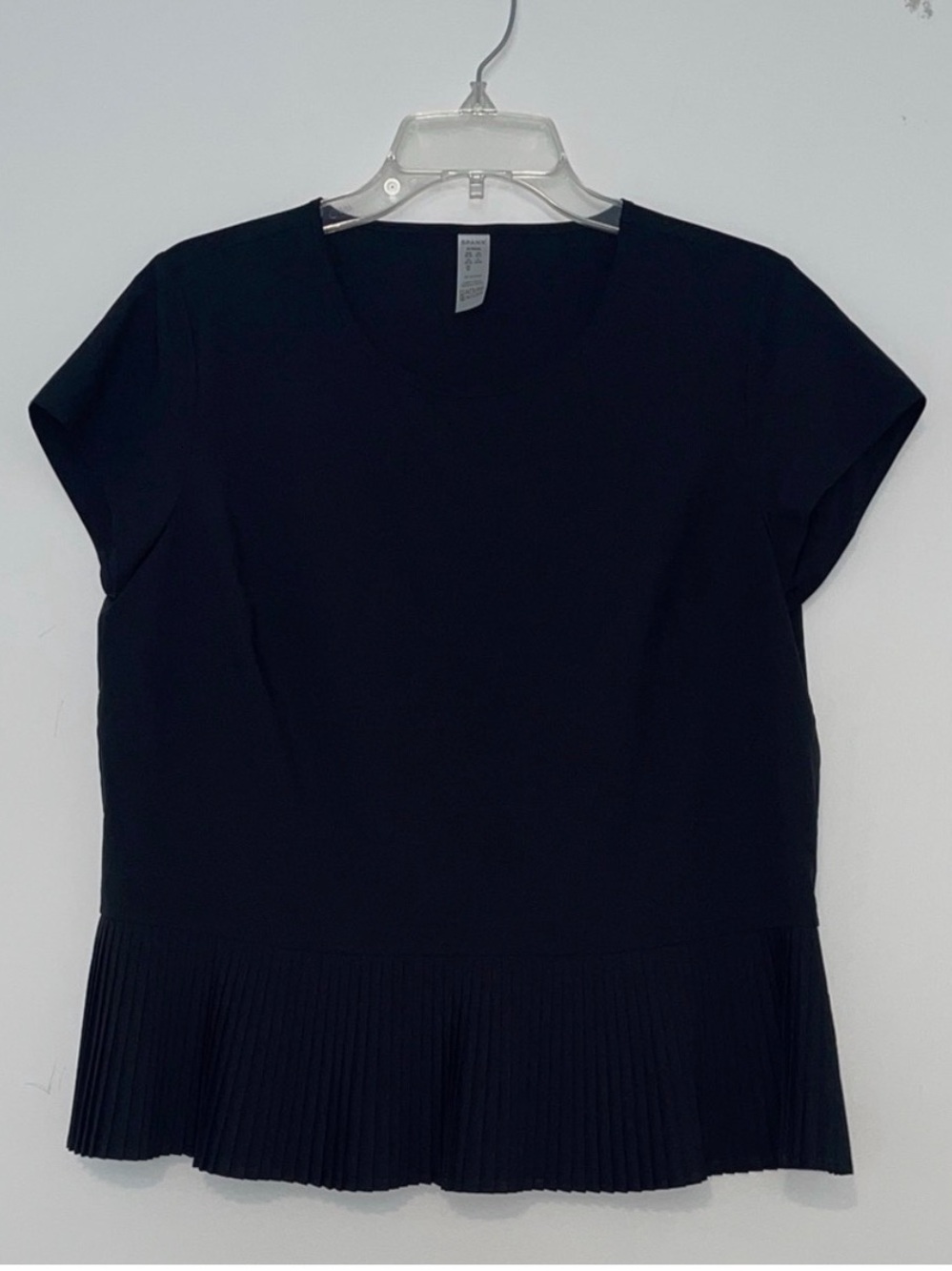 SPANX Yes Pleats Black Pleated Hem Short Sleeve Top